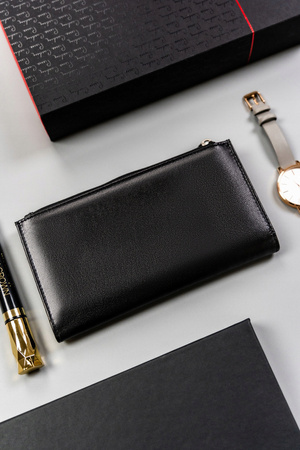 Großer, praktischer Damen Geldbörse mit Druckknopf aus Leder – Peterson