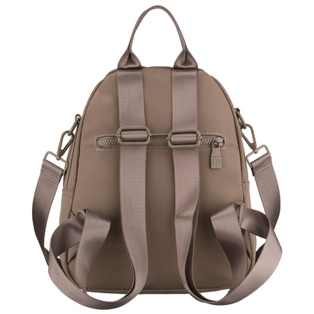 Kleiner, beiger Damen-Rucksack aus Polyester, ausgestattet mit einem zusätzlichen Gürtel - Peterson