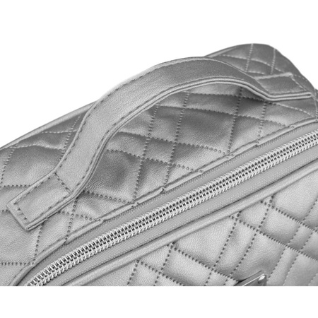 Peterson – Ein-Kammer-Kulturtasche aus synthetischem Gewebe, silberfarben, mit Reißverschluss