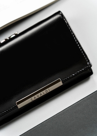 Damen Geldbörse aus echtem und Öko-Leder mit Bügelverschluss und Druckknopf – 4U Cavaldi