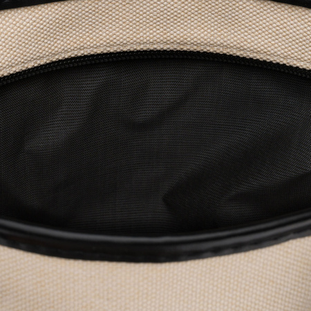 Beige-schwarze Kosmetiktasche aus synthetischem Gewebe, ausgestattet mit Griffen, mit Reißverschluss zu schließen - Peterson