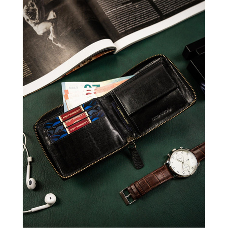 Sportliche Herren Geldbörse aus Leder mit Reißverschluss – Peterson
