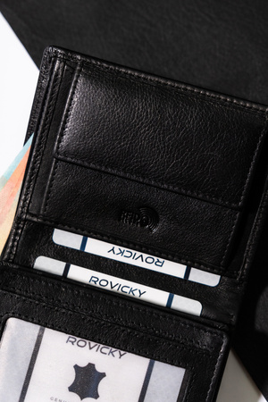 Herren Geldbörse Leder vertikal mit RFID-Schutz – Rovicky