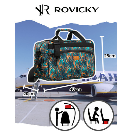 Reisetasche aus strapazierfähigem Polyester mit Pflanzenmuster und abnehmbarem Gurt – Rovicky