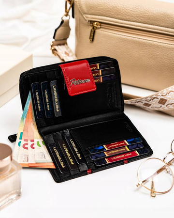 Damen Geldbörse aus Leder mit Druckknopf und Reißverschluss – Peterson