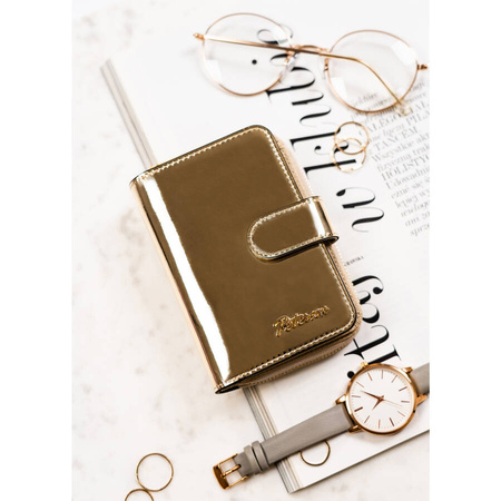 Elegante, kleine Damen Geldbörse in Gold aus echtem Leder – Peterson