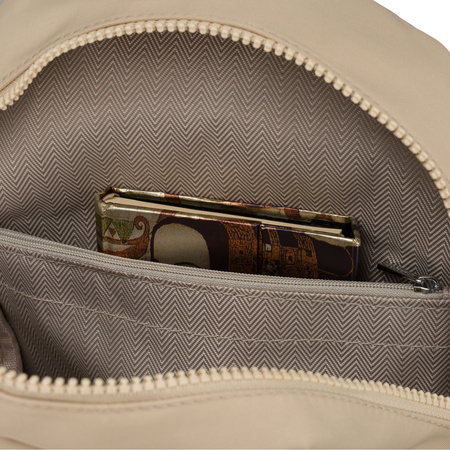 Kleiner Damen-Rucksack aus Polyester in Ecru, ein Hauptfach – Peterson