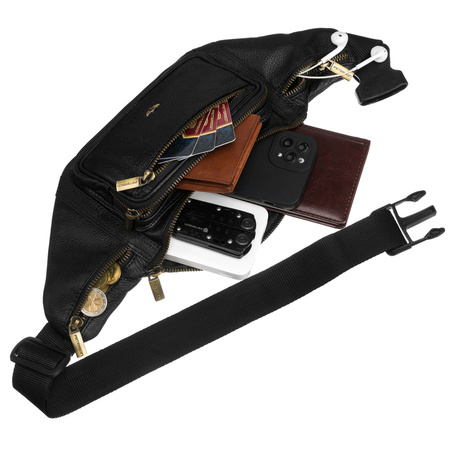 Herren Gürteltasche schwarz aus Leder mit Reißverschluss – Peterson