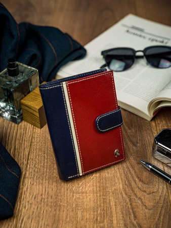 Herren Geldbörse quer, zweifarbig aus hochwertigem Leder – Rovicky