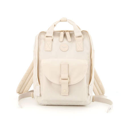 Cremefarbener wasserabweisender City Rucksack mit Reißverschluss und verstellbaren Gurten – Himawari