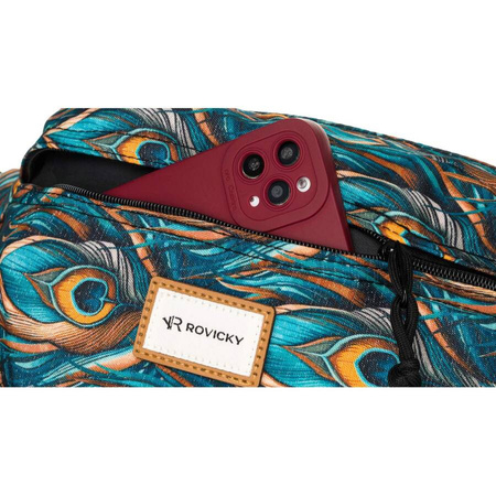 Damen Gürteltasche mit Pfauenfeder-Motiv – Rovicky