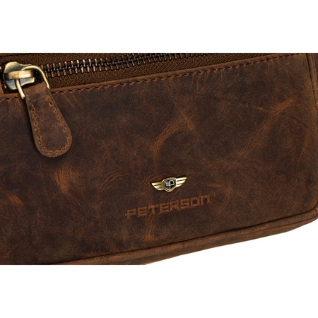 Geräumige braune Herren-Tasche aus Leder – Peterson