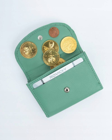Eleganter, kleiner Damen Geldbörse mit Druckknopf aus echtem Leder – Rovicky