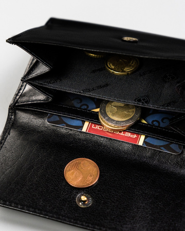 Mittlere Damen Geldbörse aus Leder mit Druckknopf – Peterson