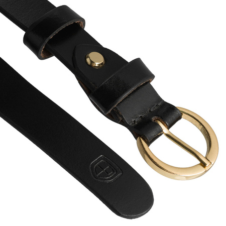 Lederner Damen Gürtel in Schwarz mit klassischer goldener Schnalle - Peterson