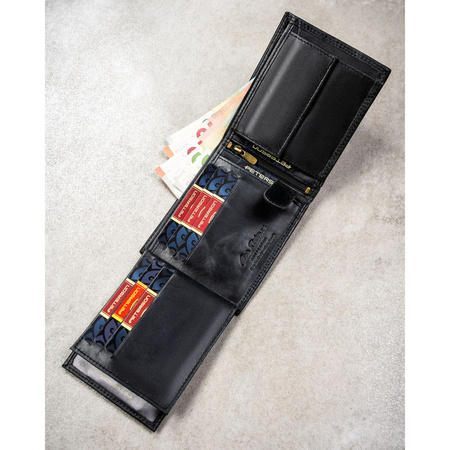 Große Herren-Geldbörse aus Leder in Schwarz mit RFID-System - Peterson