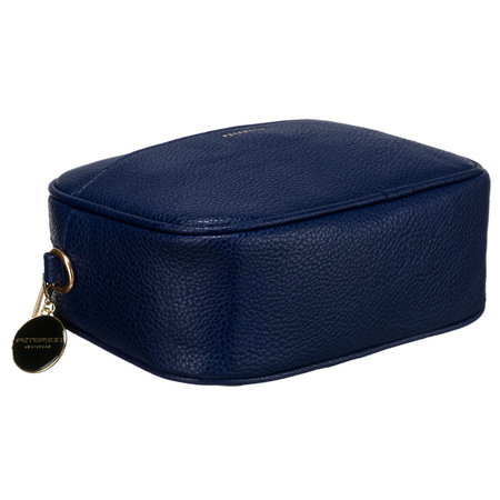 Moderne dunkelblaue Damen City-Umhängetasche mit zwei Schulterriemen und Anhänger aus Öko-Leder – Peterson