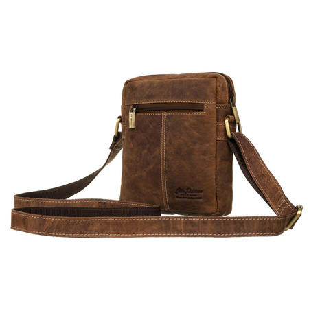 Herren-Umhängetasche in Braun mit Reißverschlüssen auf der Vorderseite – Peterson