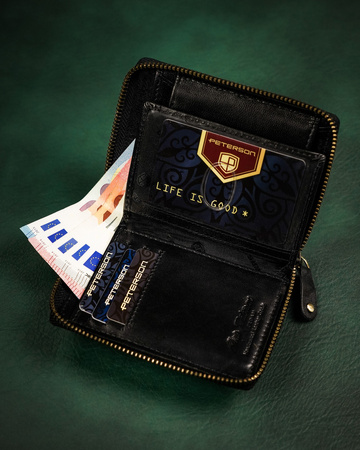 Kompakte Herren Geldbörse mit Reißverschluss im Carbon-Look – Peterson