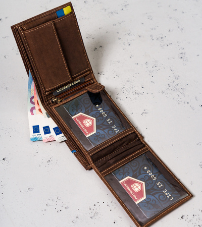 Herren Geldbörse horizontal mit dekorativer Prägung – Peterson