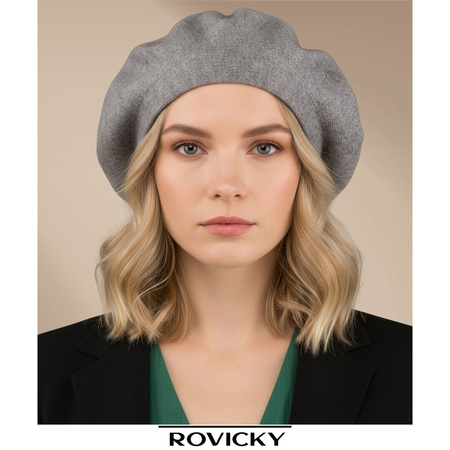 Warmer, grauer Damen-Beret aus Acryl – Rovicky