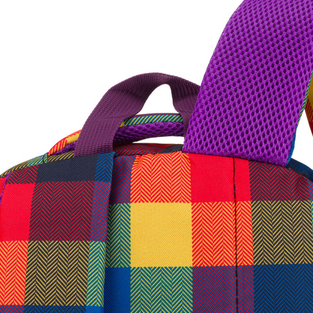 Schulrucksack mit Karomuster aus Polyester, anpassbaren Schultergurten - Peterson