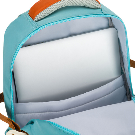 Blau-orangefarbener Schulrucksack mit Laptopfach, feuchtigkeitsbeständig – Peterson