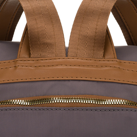 Grauer Damen-Rucksack aus Nylon und Öko-Leder mit abnehmbarem Gürtel, ein Hauptfach – Peterson