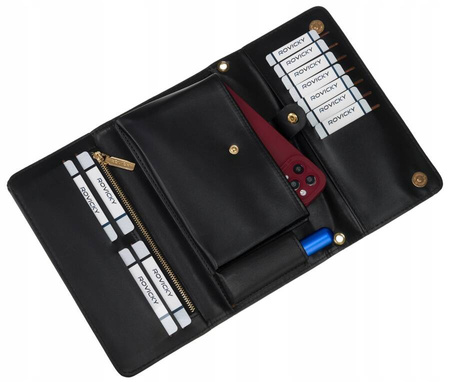 Schwarze, elegante 2-in-1 Handtasche aus lackiertem Öko-Leder – Rovicky