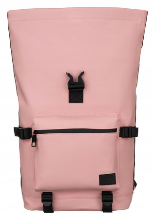Rosa Sport-Rolltop-Rucksack mit Schnalle und Reißverschluss – Peterson
