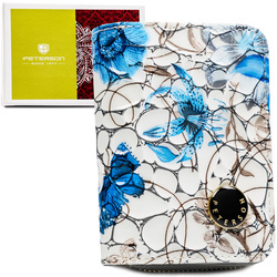 Praktische Damen Geldbörse aus blauem Echtleder mit RFID, Druckknopf und Reißverschluss – Peterson