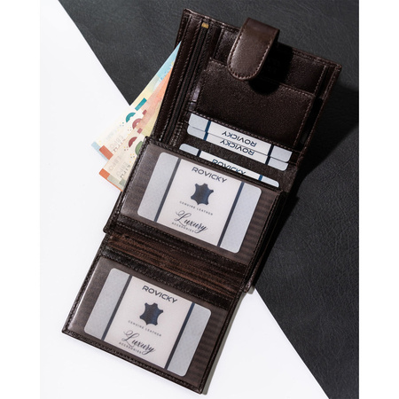 Herren Geldbörse für Dokumente mit RFID in Braun – Rovicky