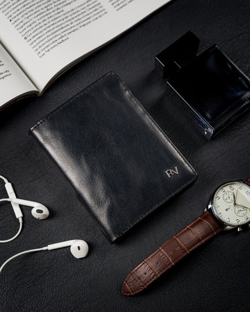 Funktionale vertikale Herren Geldbörse aus Echtleder ohne Verschluss – Rovicky