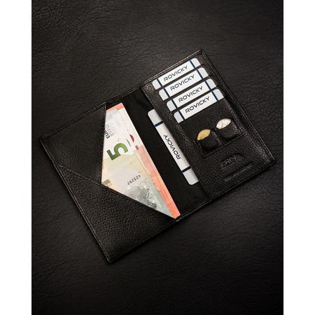 Reisepass- und Kartenetui schwarz aus Leder ohne Verschluss – 4U Cavaldi