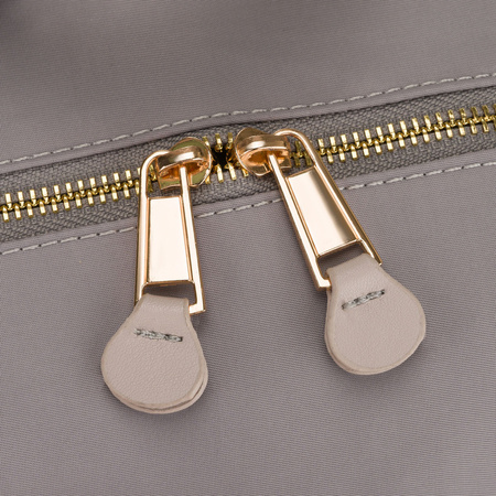 Grauer Damenrucksack aus Nylon und Öko-Leder mit Außentasche - Peterson