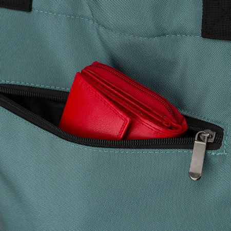 Hellgrüne Damen-Shopper-Tasche aus Polyester, aufgehängt an Griffen und einem abnehmbaren Gürtel – Peterson