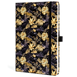 Schwarz-goldenes, punktiertes Notizbuch mit Gummiband – Peterson