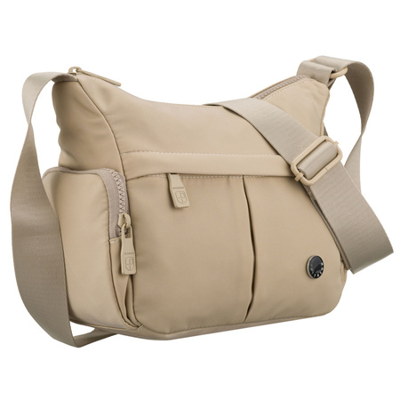 Damen-Umhängetasche aus Polyester in Ecru mit Reißverschluss – Peterson