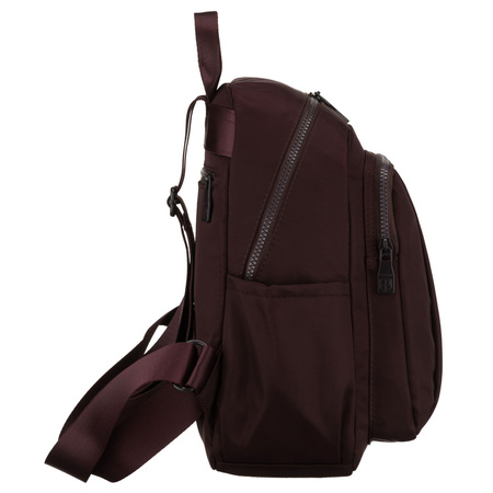 Bordeauxfarbener Damen-Rucksack aus Polyester, an verstellbaren Trägern hängend – Peterson