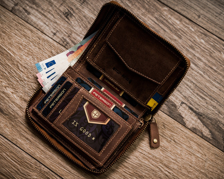 Herren Geldbörse aus Leder mit ukrainischem Wappen und Farben – Peterson