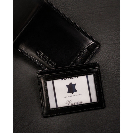 Kartenetui klein querformat schwarz aus Leder – 4U Cavaldi