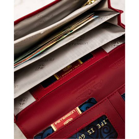 Damen-Geldbörse aus Leder im Saffiano-Stil in Rot – Peterson