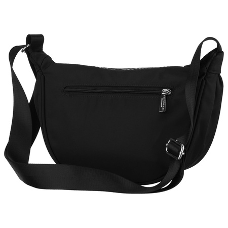 Schwarze Damen-Umhängetasche aus Polyester, ein Hauptfach mit Außenfach - Peterson