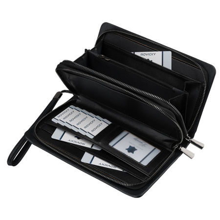 Herren-Handgelenktasche aus Öko-Leder in Schwarz – Rovicky