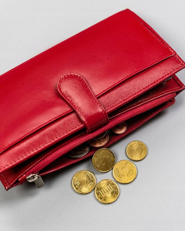 Großer, praktischer Damen Geldbörse mit Druckknopf aus Leder – Peterson