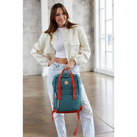 Geräumiger City Rucksack in Türkis-Orange mit Laptopfach – Himawari