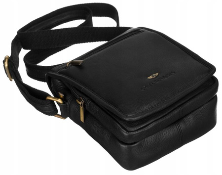 Herren Umhängetasche aus Leder mit Reißverschlusstasche – Peterson