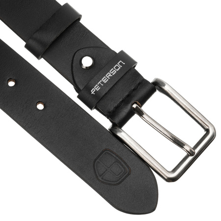 Herren-Gürtel aus Leder, schwarz mit traditioneller Schnalle - Peterson
