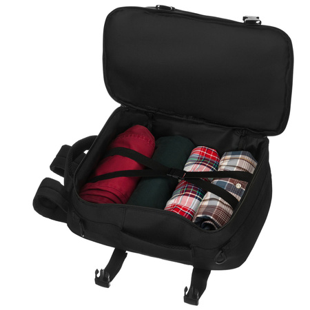 Reise-Rucksack aus Polyester in Schwarz, zweifach unterteilt und ideal als Handgepäck - Peterson