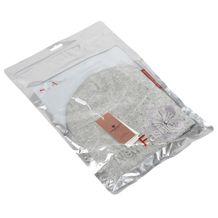 Graue Mütze mit Blumenstickerei und Kristallen – Peterson